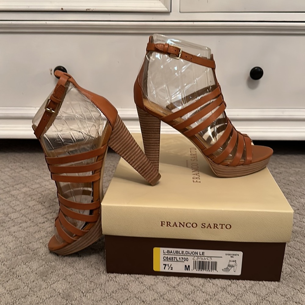 Franco Sarto strappy leather heels.